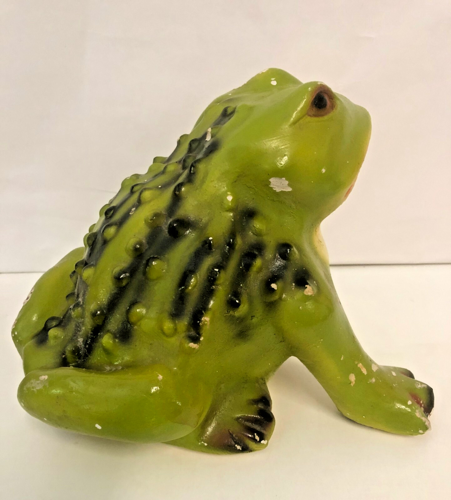 Vintage Bull Frog Chalkware Plaster Figure made in Mexico Unique Collectible