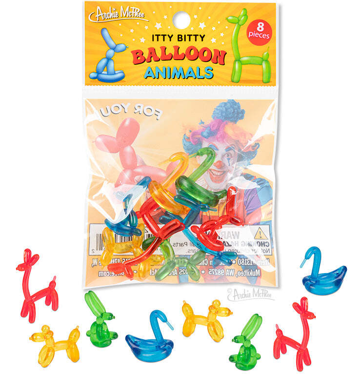 Itty Bitty Balloon Animals (Bag of 8) Miniature Plastic Figurines Archie McPhee