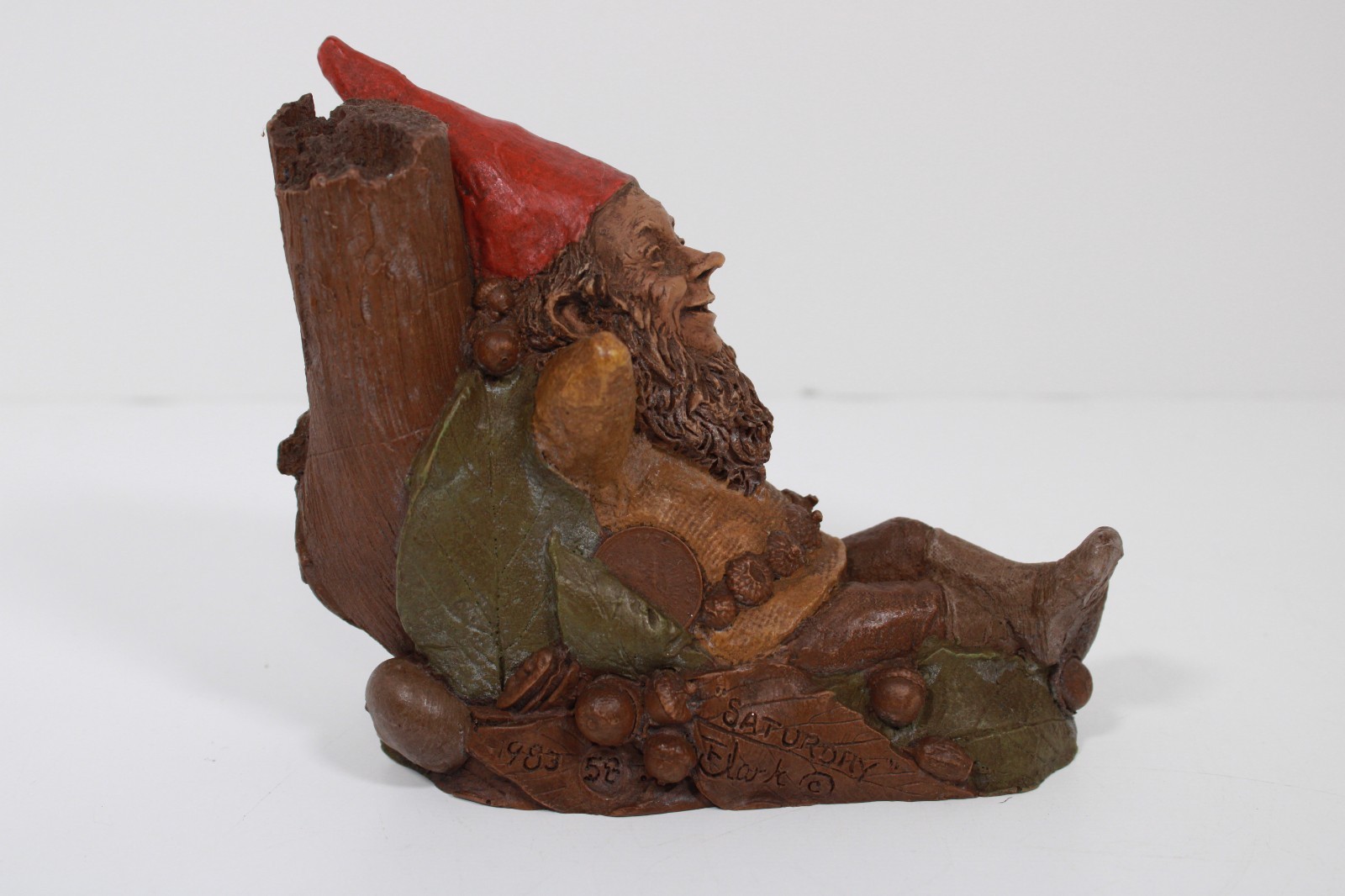 Tom Clark Vintage 1983 Saturday Gnome #58 Lying By a Tree Trunk Figurine
