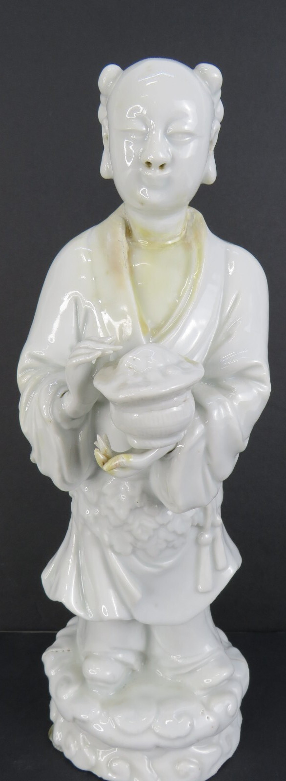 Vintage Blanc De Chine Porcelain Figurine Lan Caihe 11in See Photos