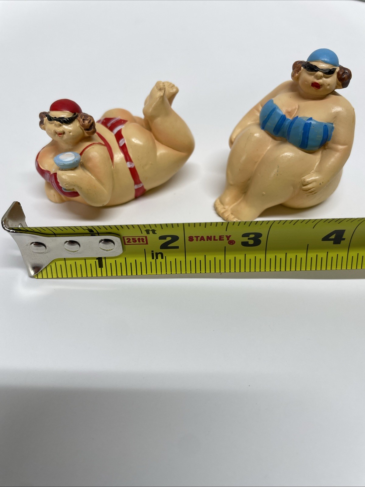 Beachcomber Resin Figurine Voluptuous Swim Suit Ladies Fun Novelty (Set Of 2)