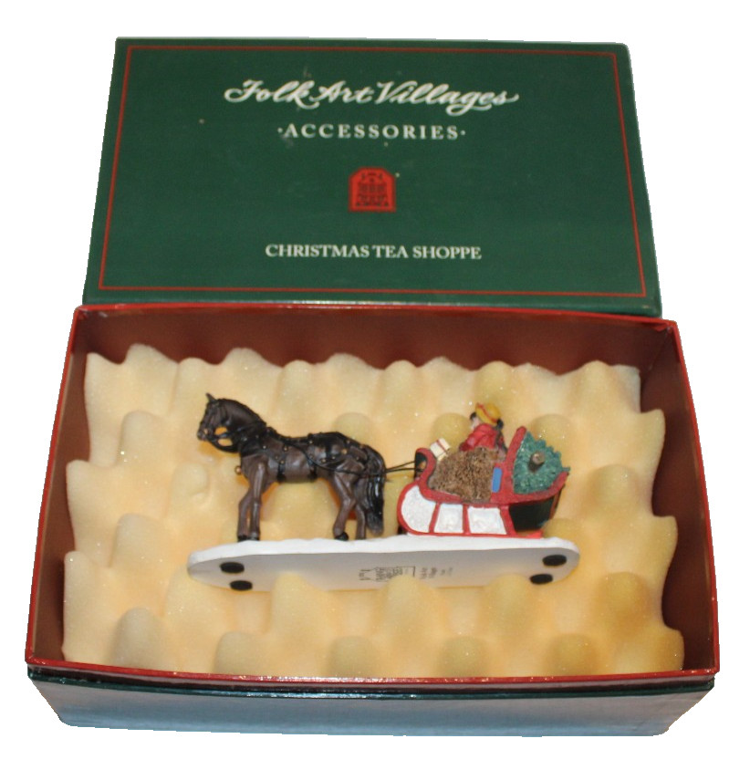 Lang & Wise Folk Art Villages Christmas Tea Shoppe #30010408 Horse & Red Sleigh