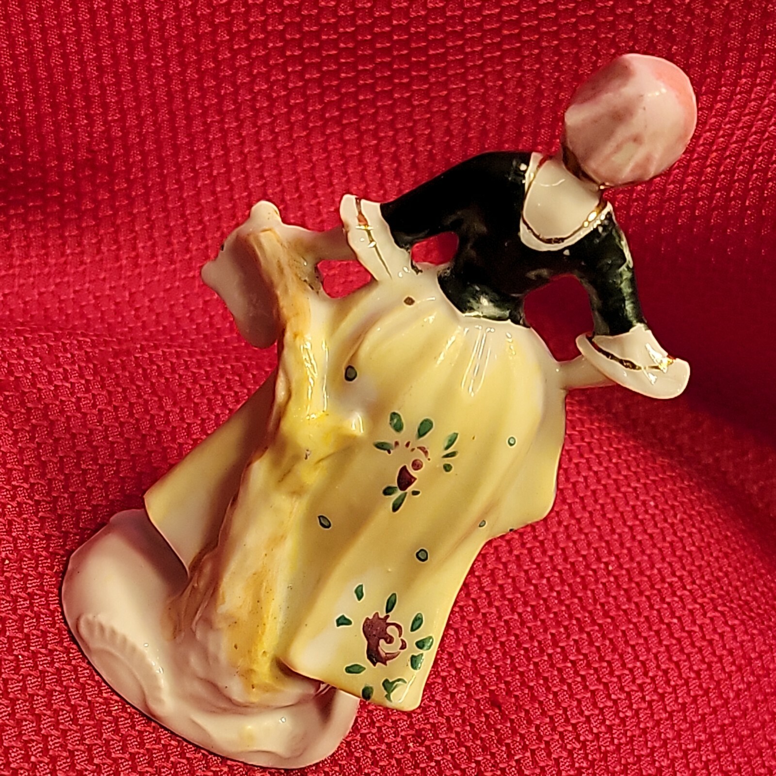 VTG occupied Japan Ceramic Porcelain Glass 5″ figure Colonial Woman Sheep Lamb