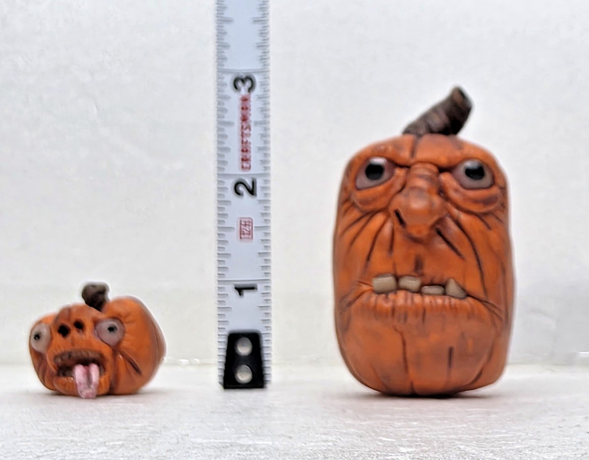 Ugly Polymer Clay Jack-O’-Lantern Handmade Sculptures Set Of 6
