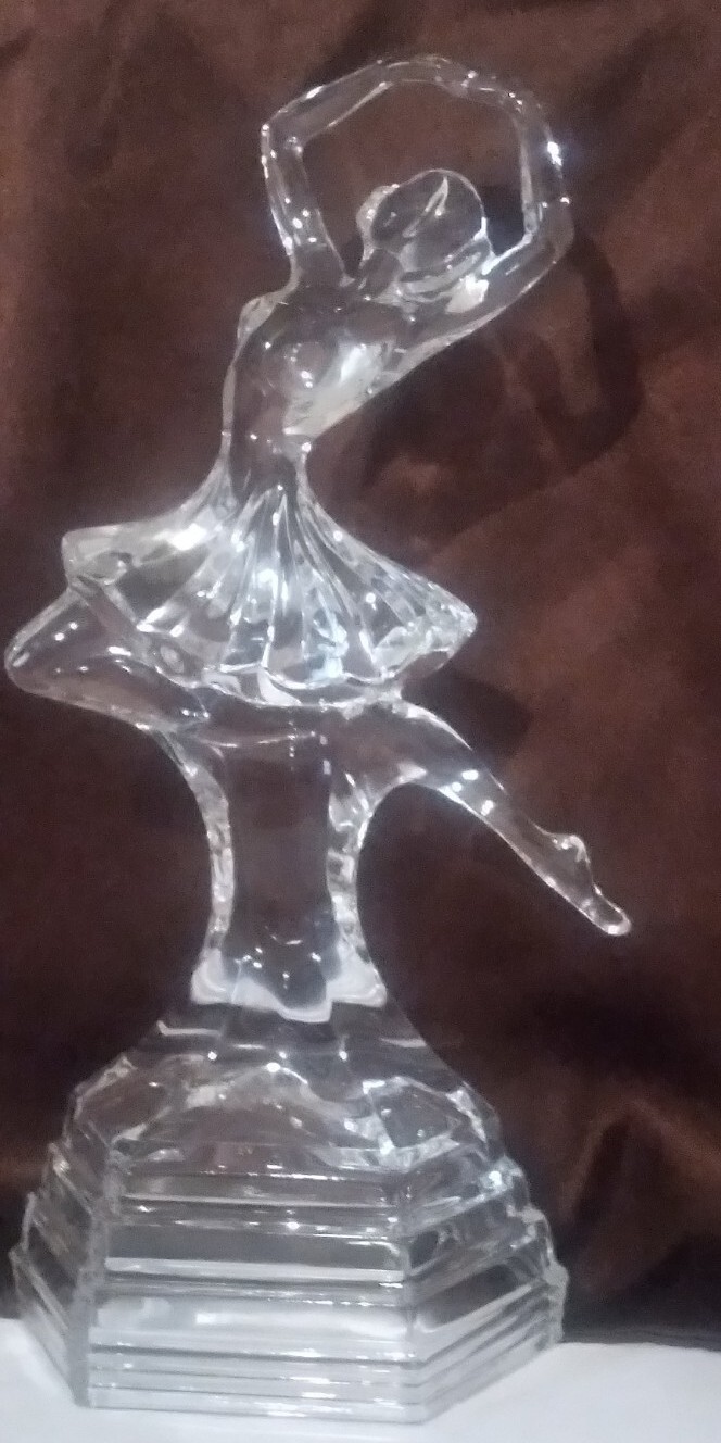 Vintage Crystal Ballerina Figurine Art Deco Sculpture Italy Royal Crystal Rock