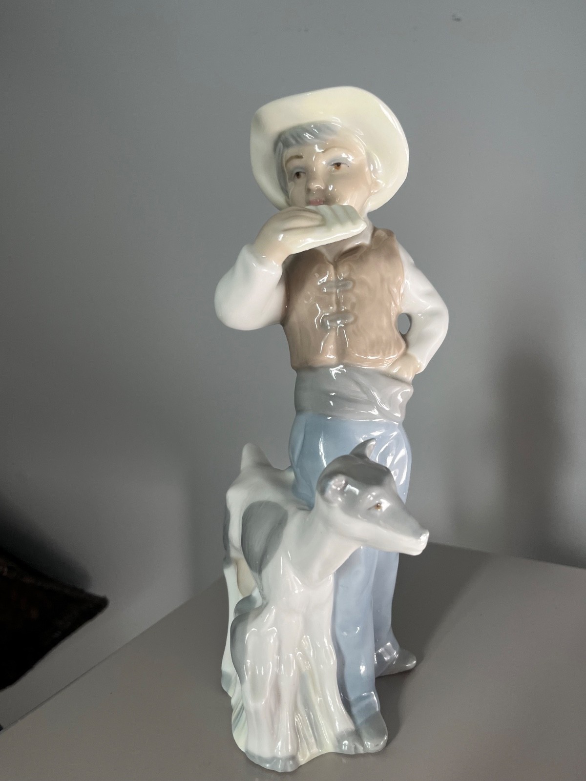 Tengra Hand Made in Spain Valencia Porcelain Boy with Flute and Lamb
