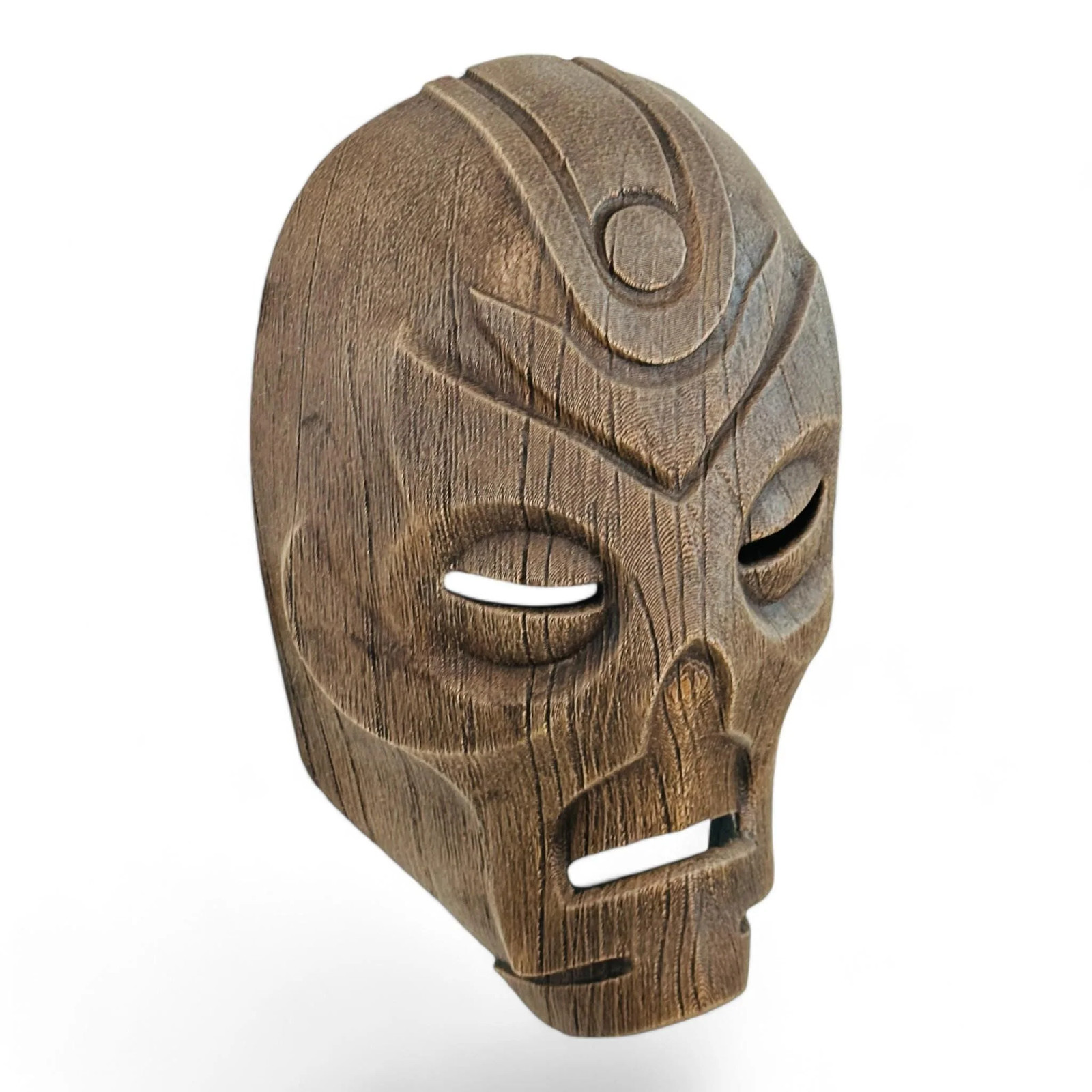 Dragon Priest Wooden Mask Wearable 3D Printed | Fantasy Cosplay Prop Full Size