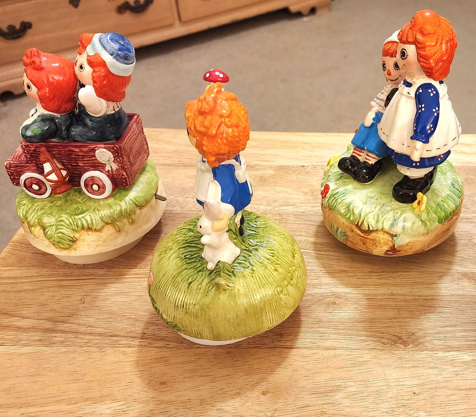 Lot Of 3 Raggedy Ann And Andy Schmid Musicall Figures 1974/1981/ 1983 #890-1000