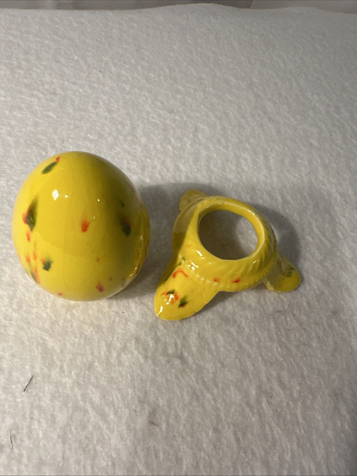 Vintage Hand Painted Porcelain Easter Egg Yellow Delicate Pretty
