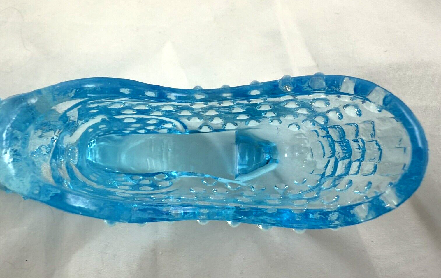 Vintage Fenton Opalescent Blue Glass Hobnail Shoe Slipper Cat Head