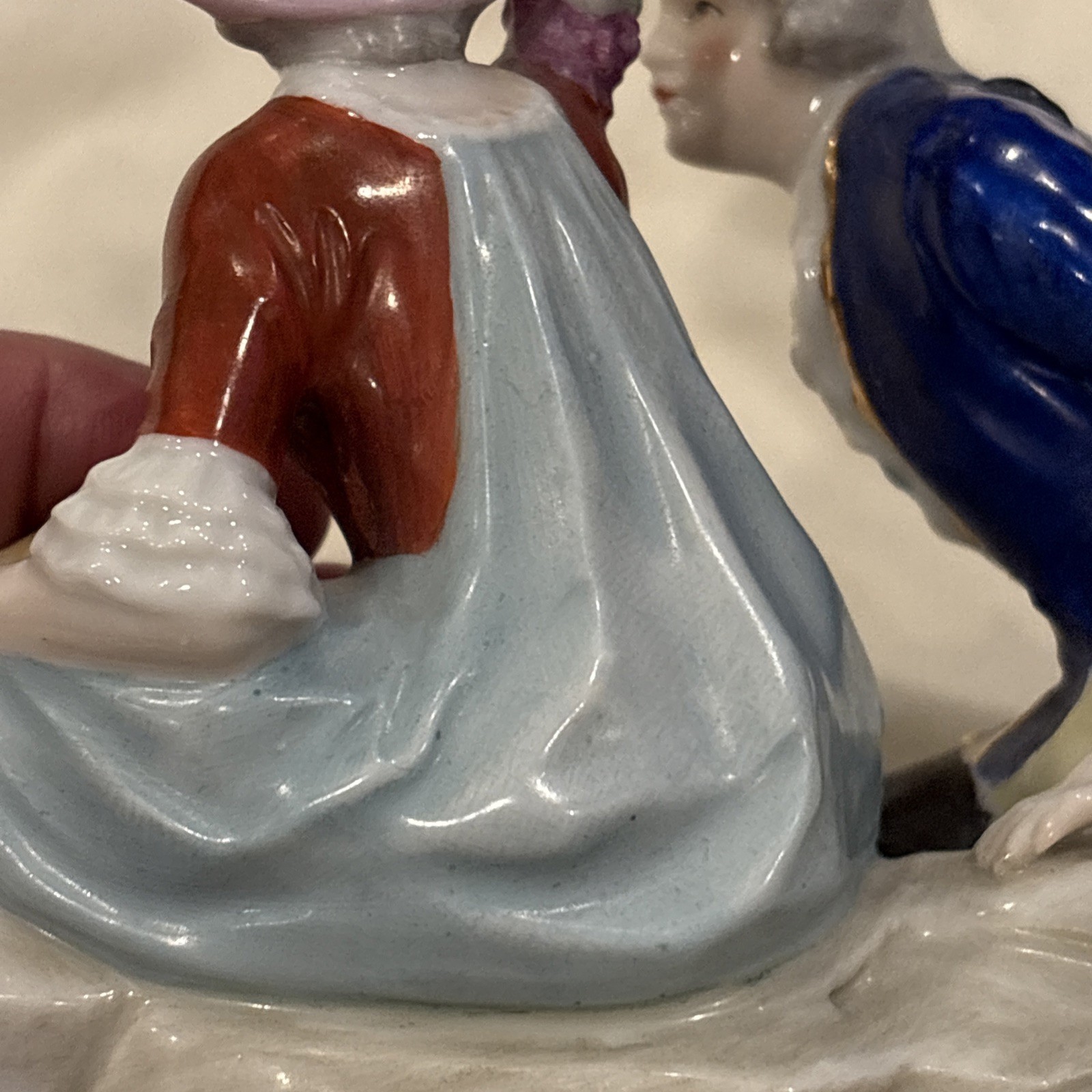 Antique Sitzendorf Porcelain Pastoral Couple Figure Figurine 7” Germany Lamb