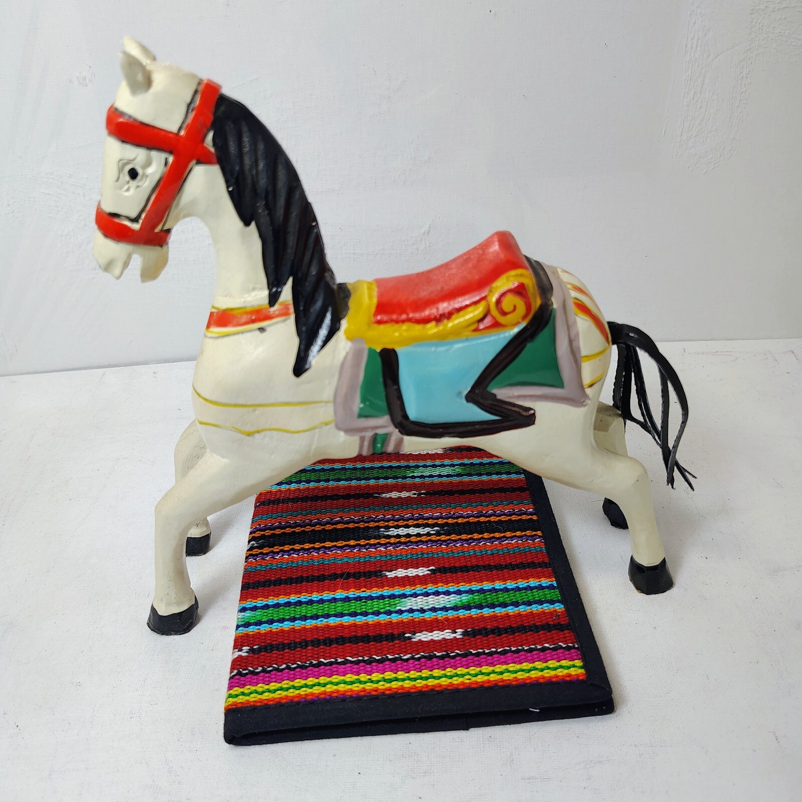 Vintage Hand Carved Wooden Horse Made in Germany 8.5″ Wide x 8″ Tall Colorful