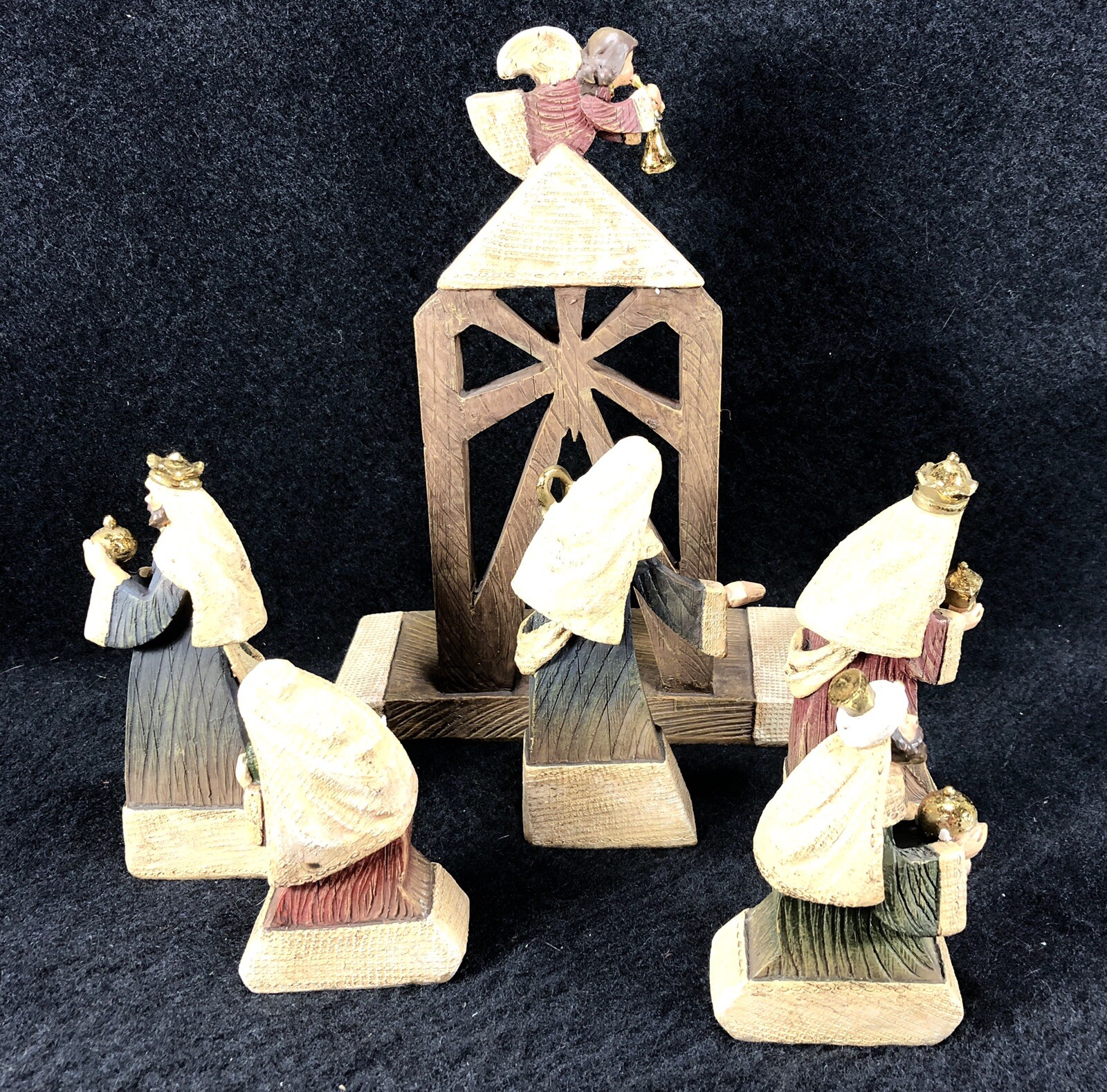 Nativity Scene Creche Mary Jesus Shepherd Wise Men Angel Exclusive Roman Inc HTF