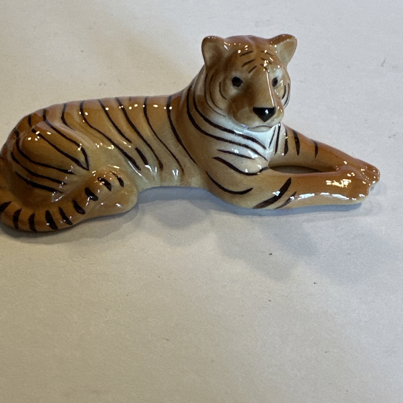 Vintage Hagen Renaker Retired Tiger Miniature Ceramic Figurine Laying Down