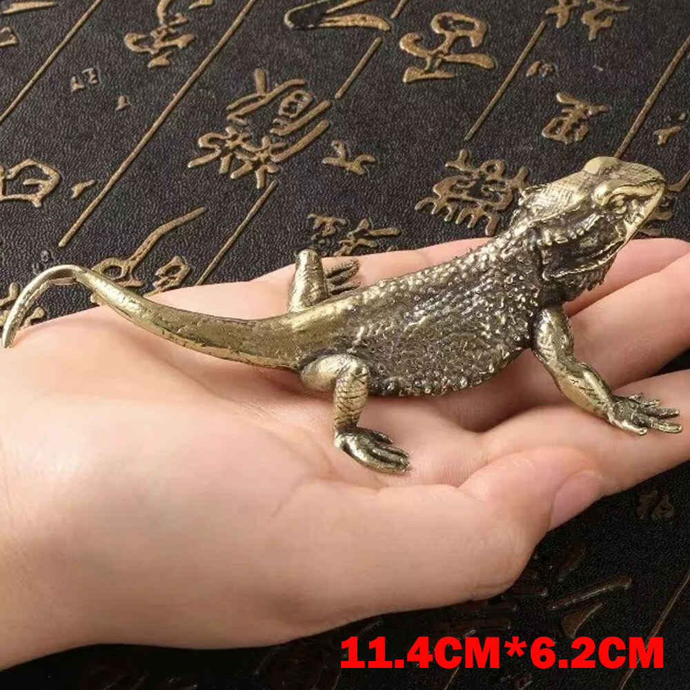 1PC Brass Lizard Animal Statue Small Sculpture Tabletop Figurine Home Decor Gift