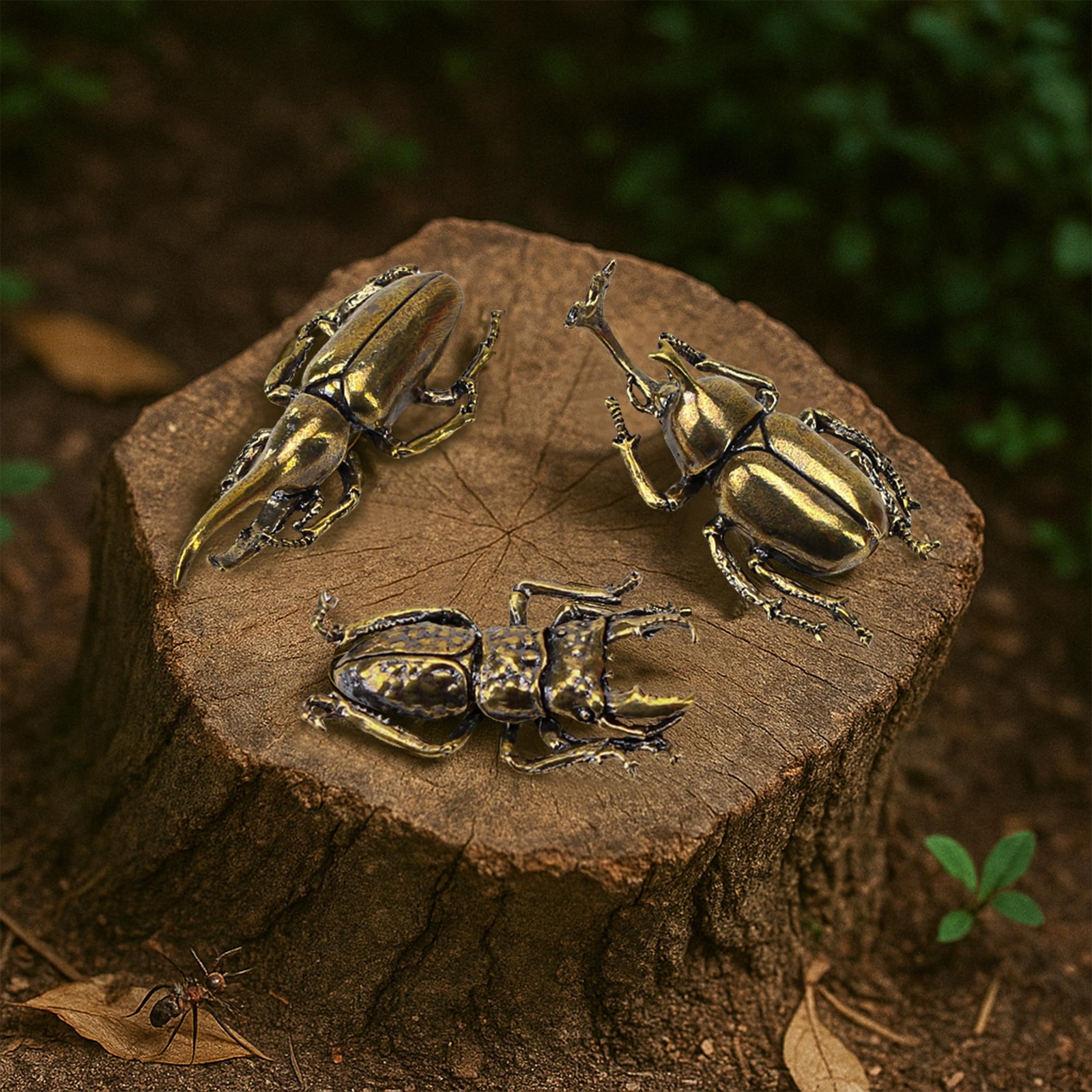 3PCS/Set Insect Bug Wall Decor, Solid Brass Beetle Figurine Ornament, Exquisi…