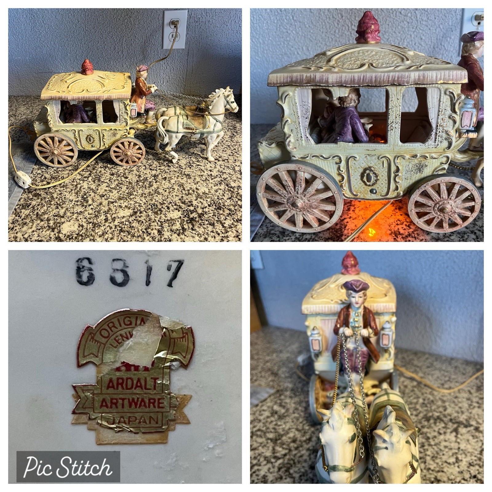 RARE Original Lenwile Ardalt Japan Numbered 6317 Horse Drawn Carriage WORKING