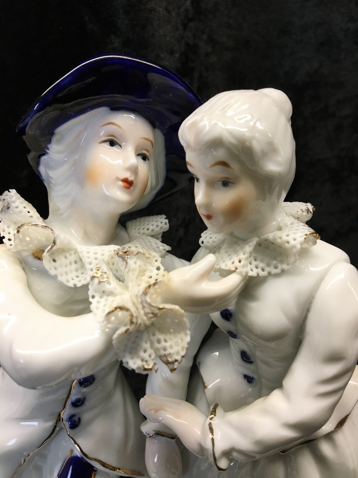 SATIS 5 Porcelain Colonial Couple Figurine Dancing Lace & Ruffles
