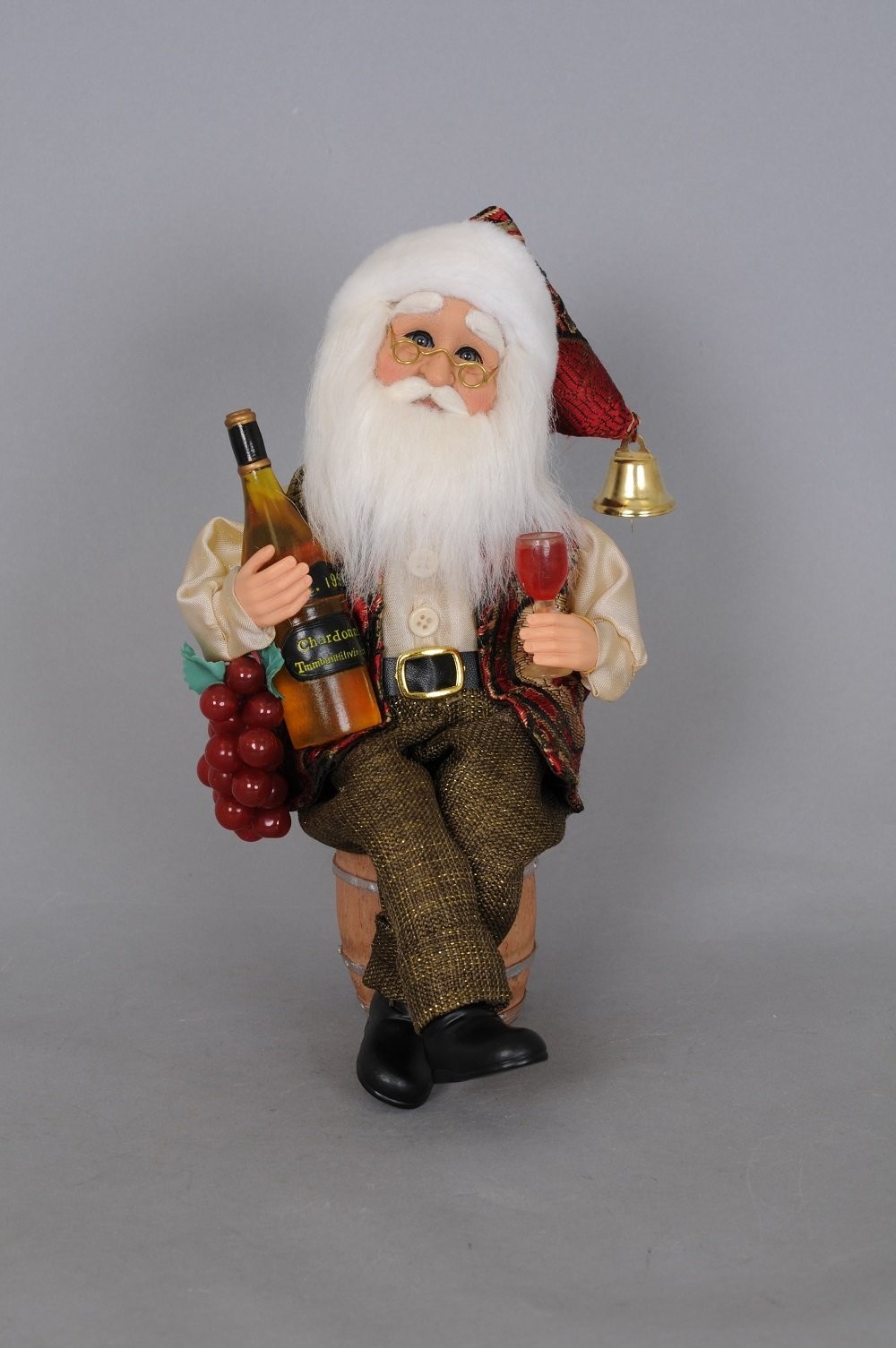 Originals Wine Santa Figurine, 13 Inches – Handmade Christmas Holiday Home Decor