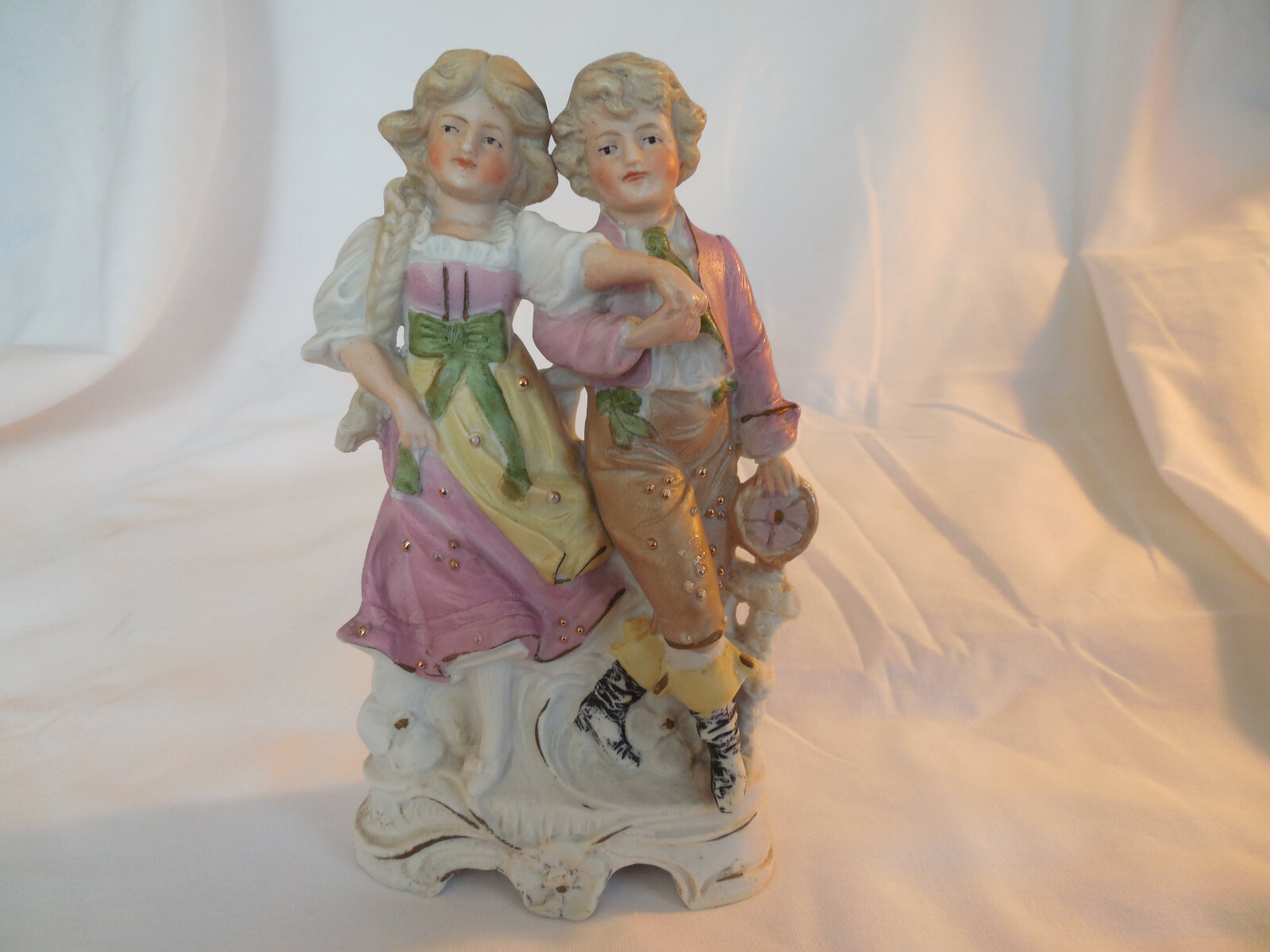 Gebruder Heubach Dep #8223 Girl & boy bisque porcelian figures Germany 6 3/4″