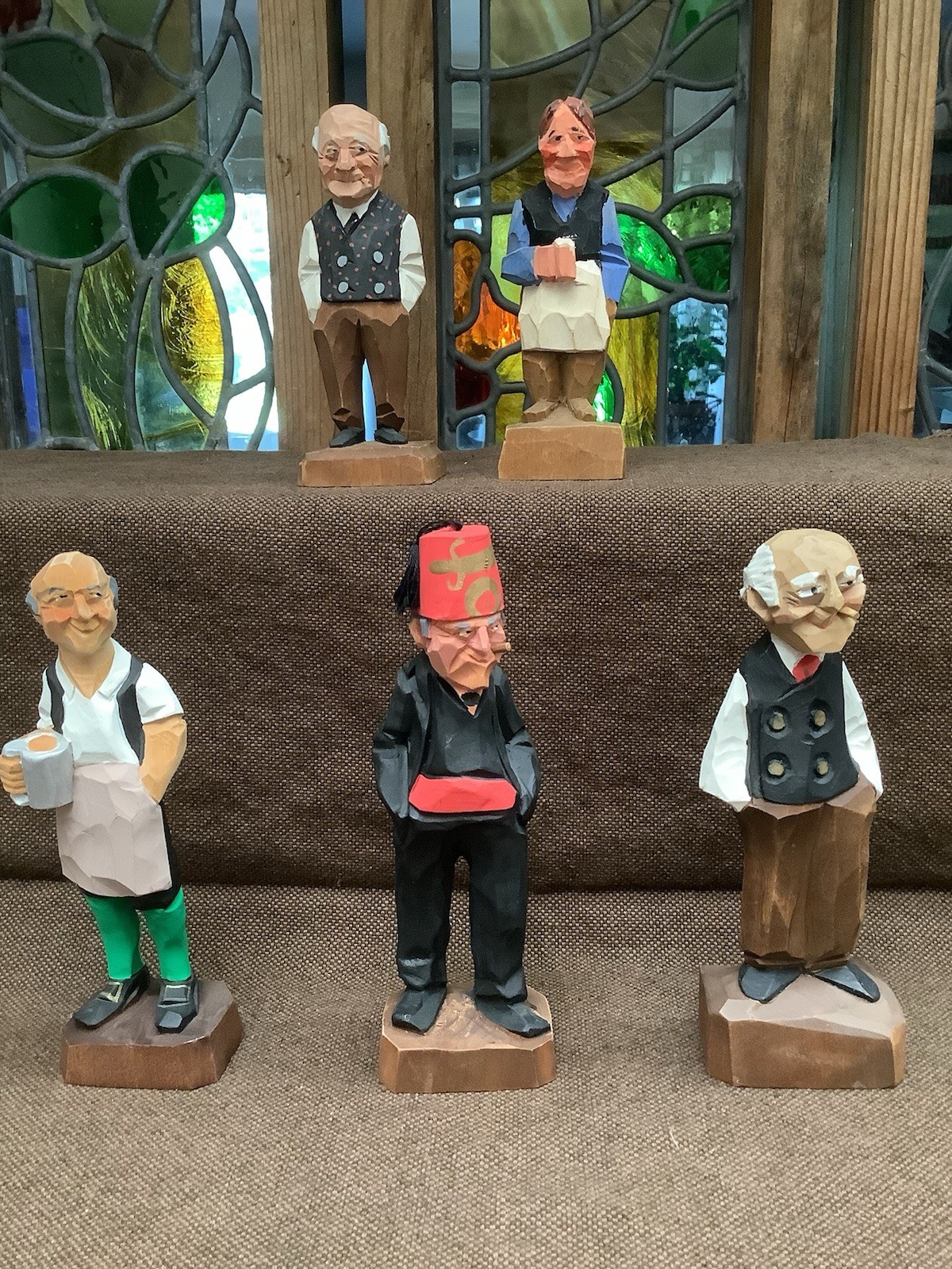 Five Hand Carved Wooden Professional Men By The Hannah Family Of Carvers