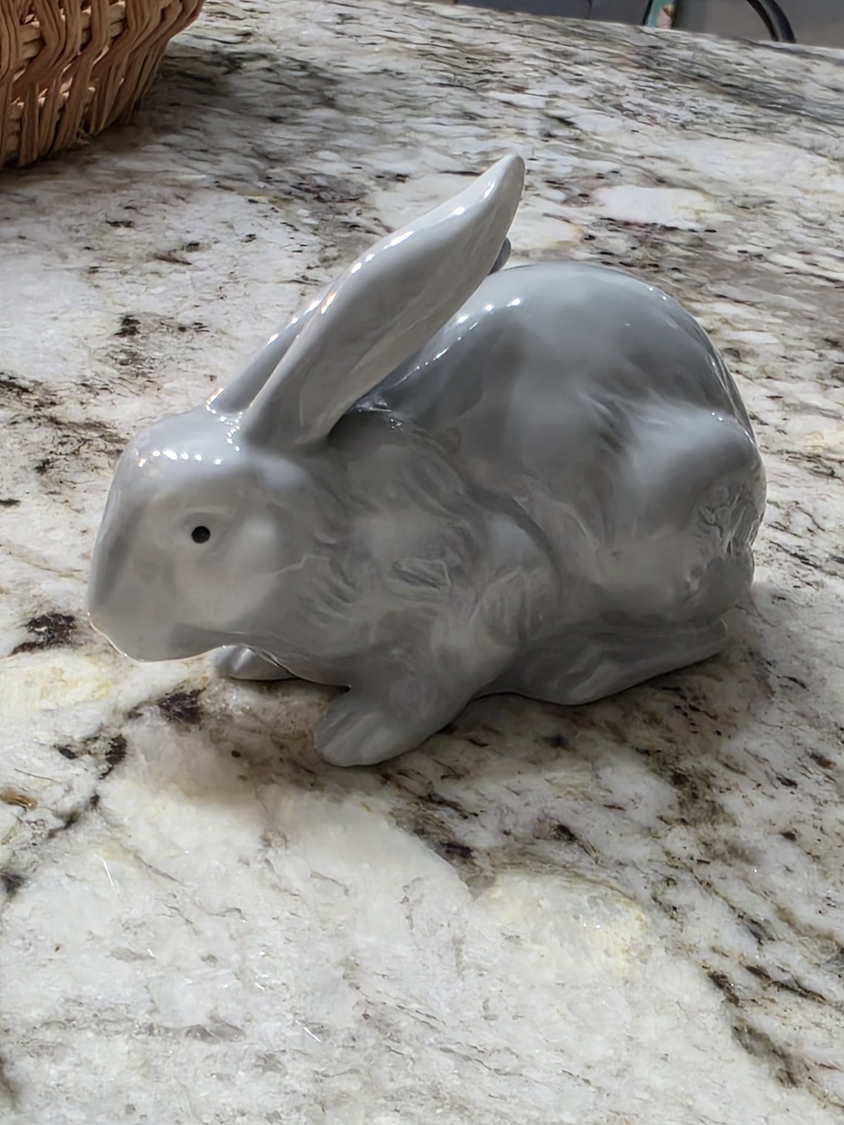 Vintage 1981 Arnart Imports Gray White Ceramic Rabbit Figurine Easter Bunny
