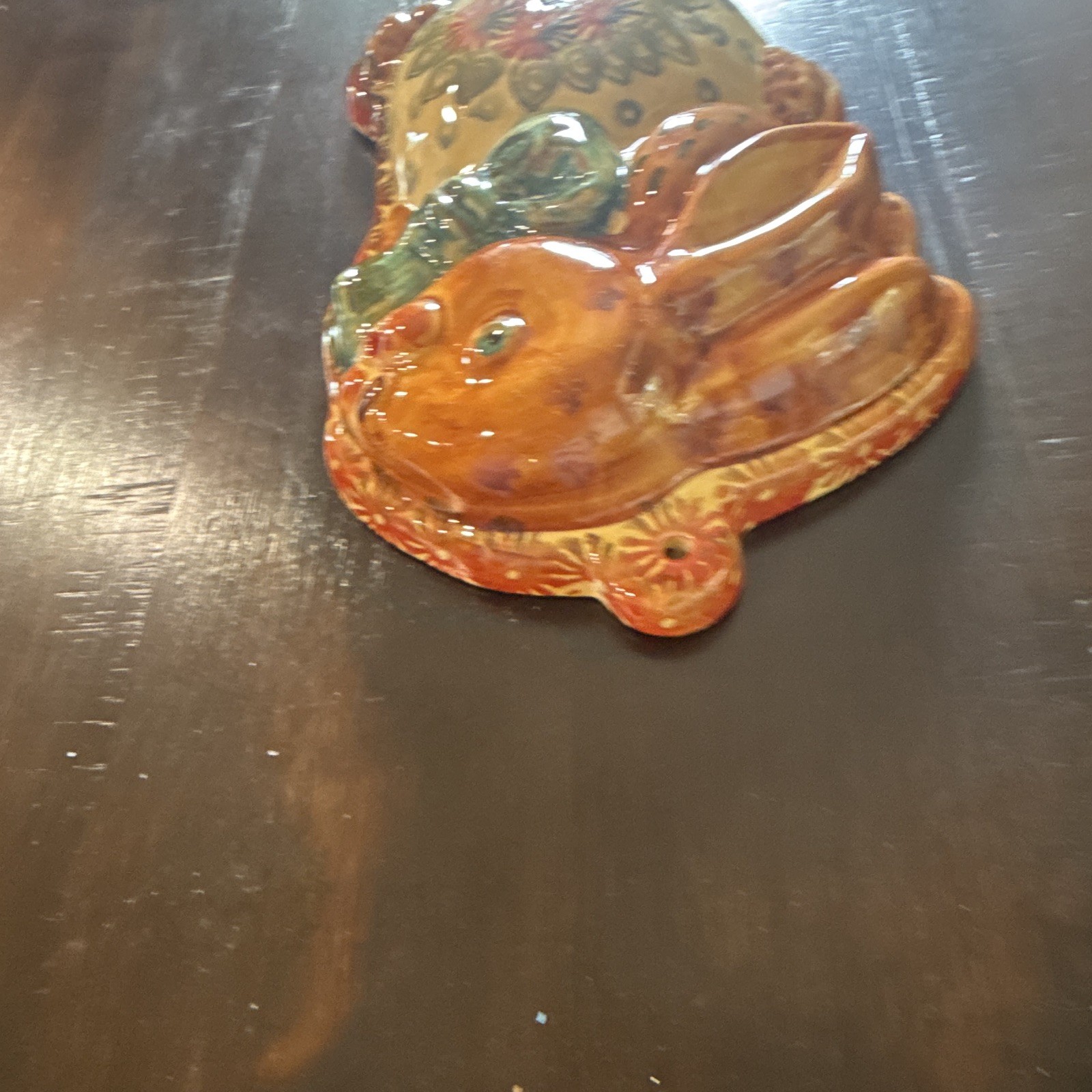 Da Forno Italy Hand Painted Rabbit Ceramic Wall Pocket Floral 11×8 MPN 07030