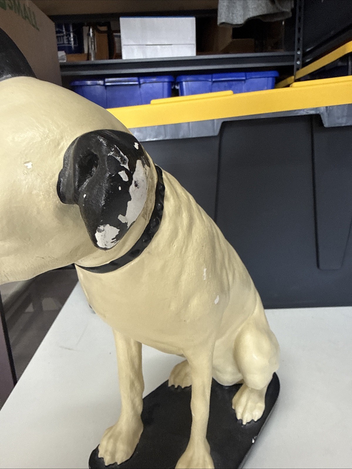 Vintage RCA Advertising Nipper Dog Chalkware Statue Jack Russell Terrier 14.5″!
