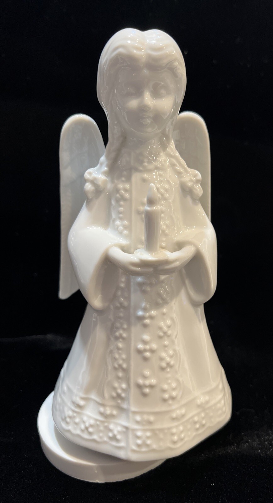 Vintage White Angel Rotating Musical Figurine Music Japan Hark The Herald Sing