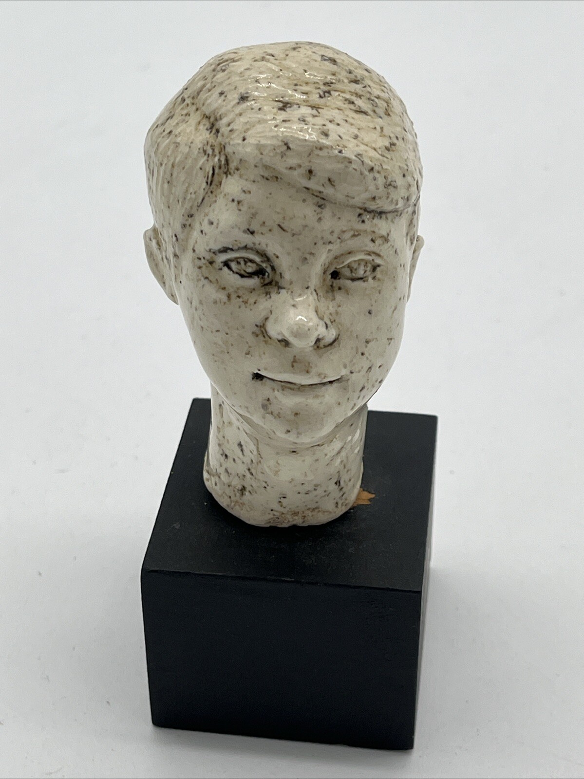 Marjorie Paller Earthworks Stoneware Ceramic Boy Head Bust Sculpture Signed 4
