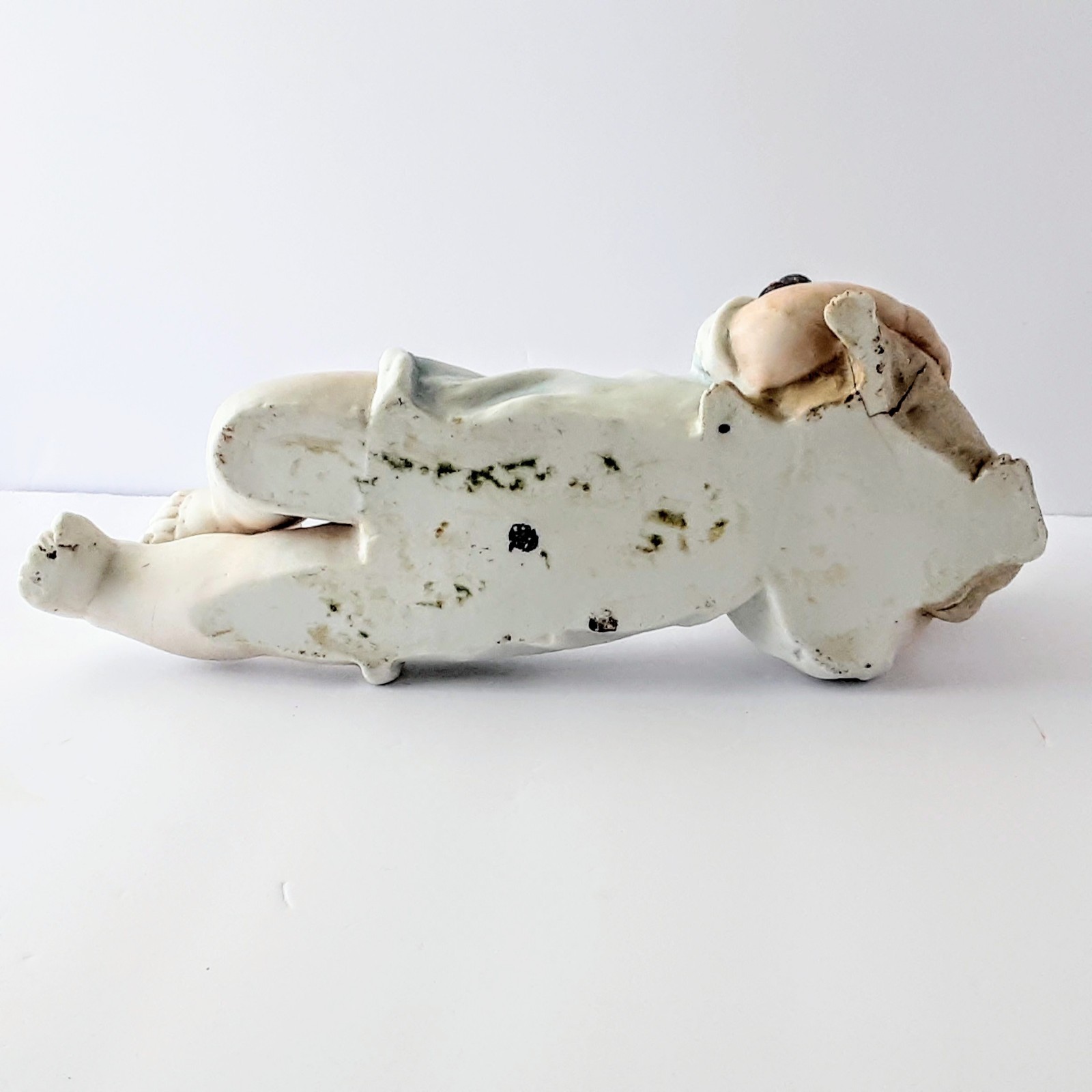 Set Of 2 Vintage Bisque Piano Babies – Lrg W A Pug & Smaller One Crawling
