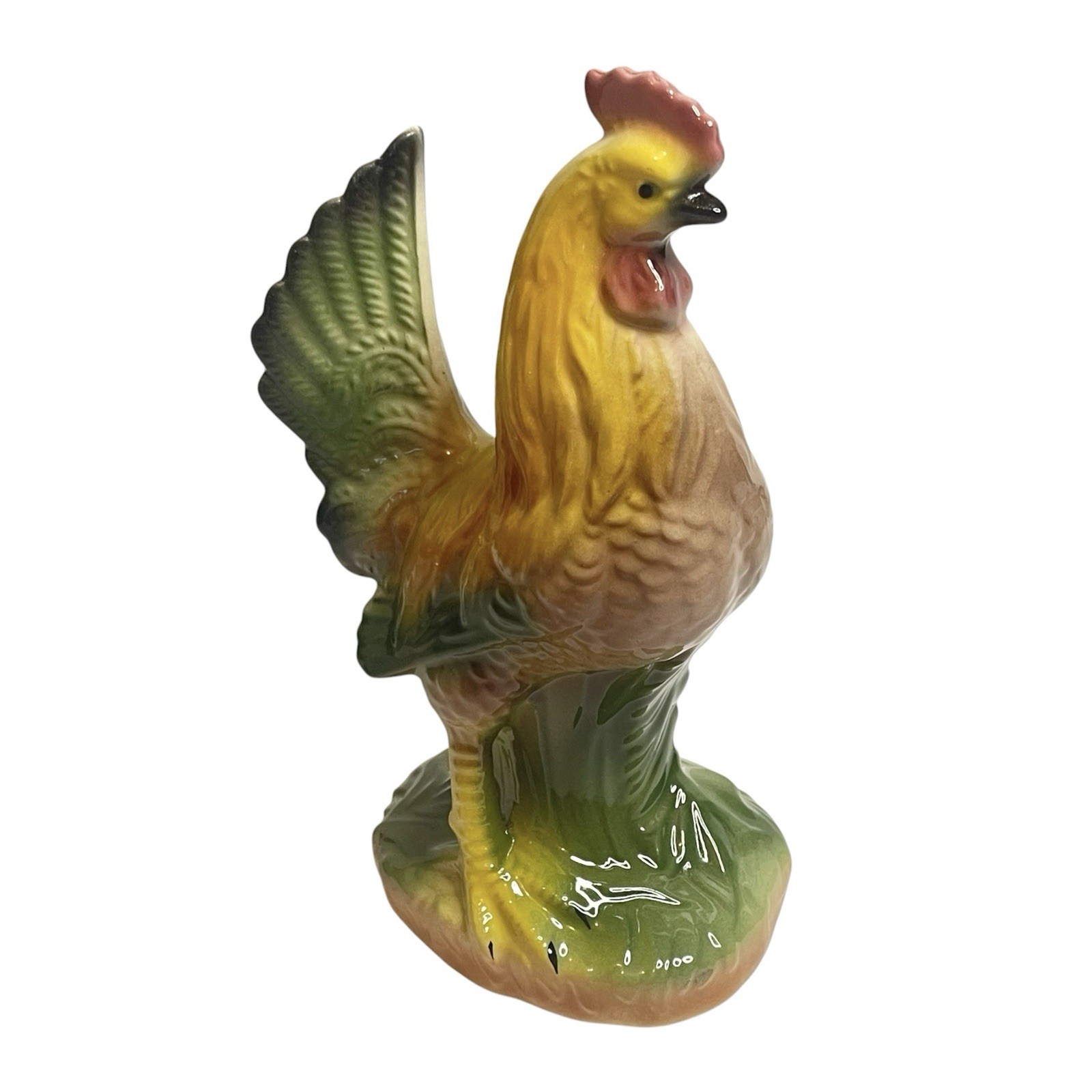 Vintage Rooster Ceramic Figurine Glossy Glazed Farmhouse Farm Country Rustic