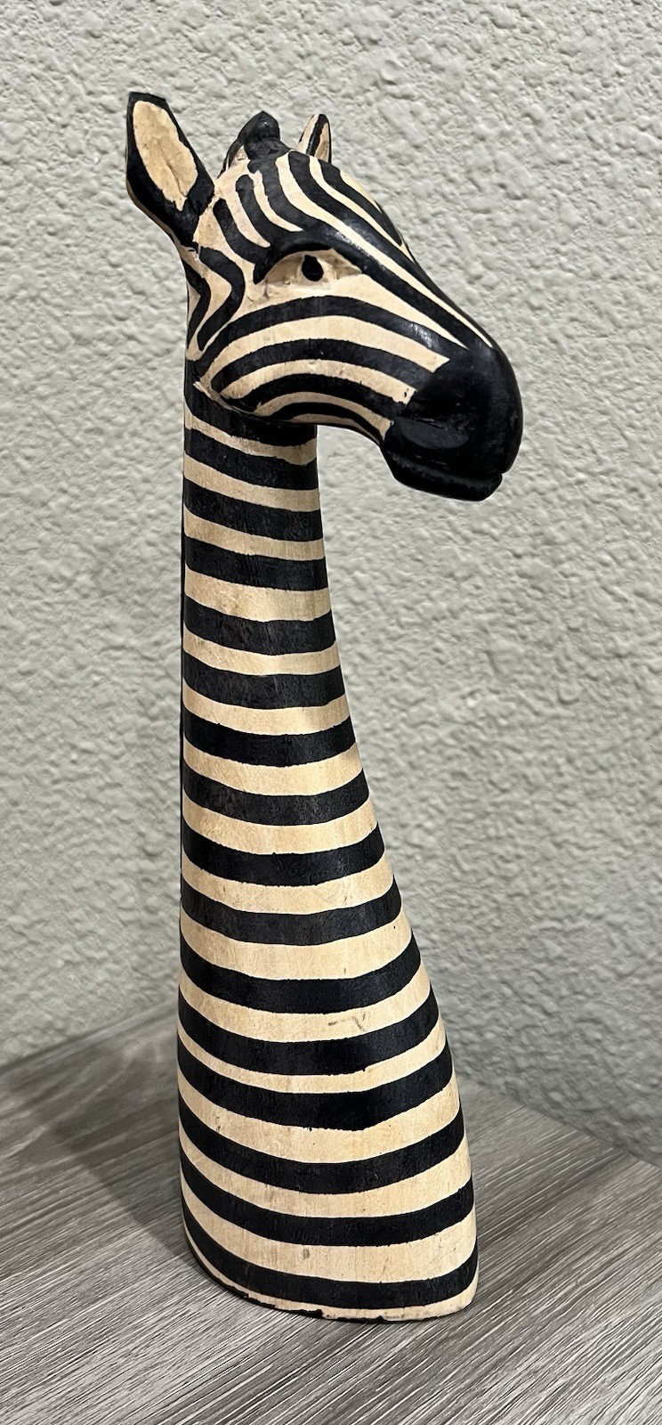 Zebra Head Sculpture Wooden Hand Carved & Painted Art Decor Centerpiece 10”