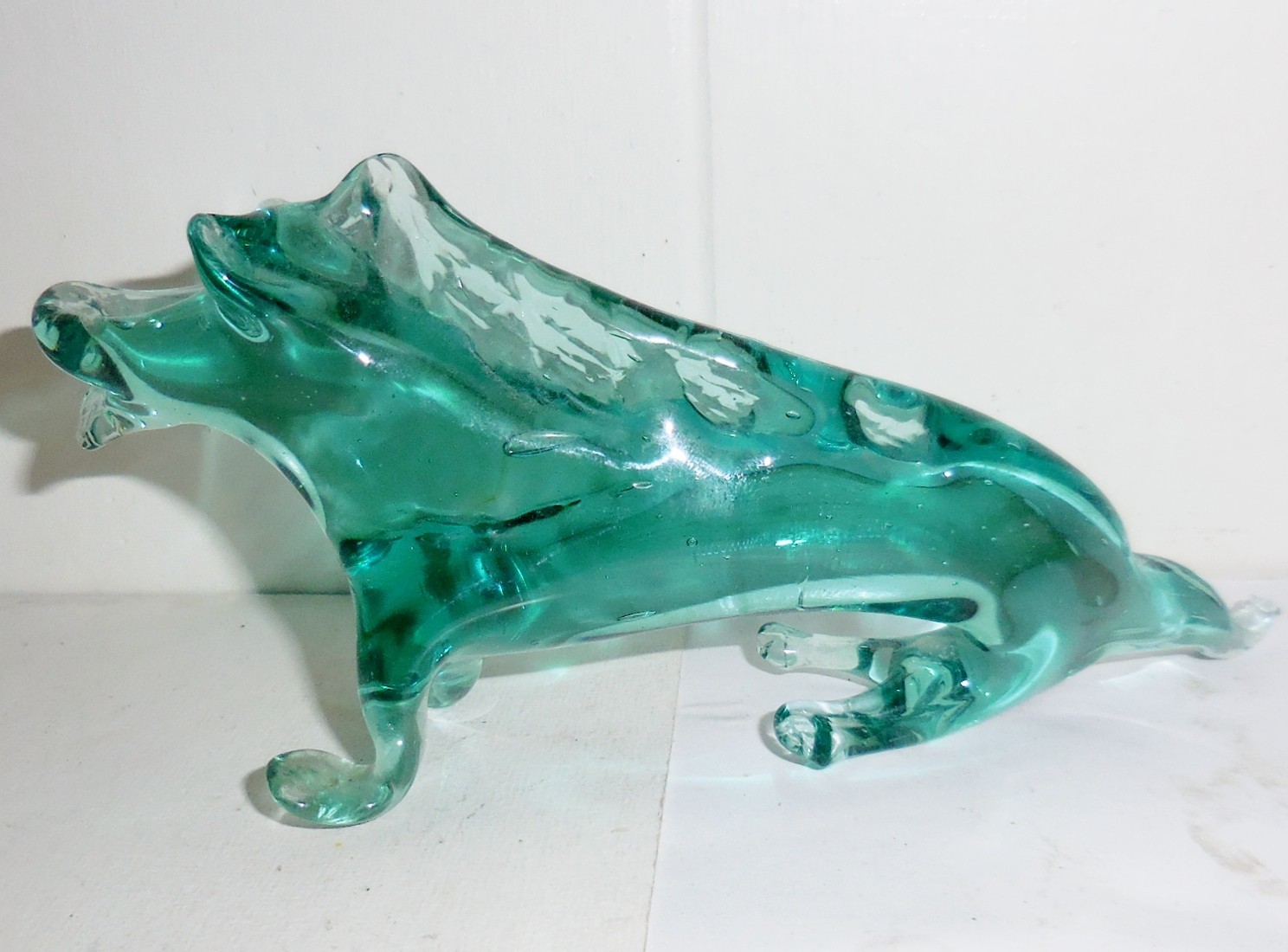 VINTAGE ART GLASS FIGURINE PAPERWEIGHT ABSTRACT ANIMAL DESIGN