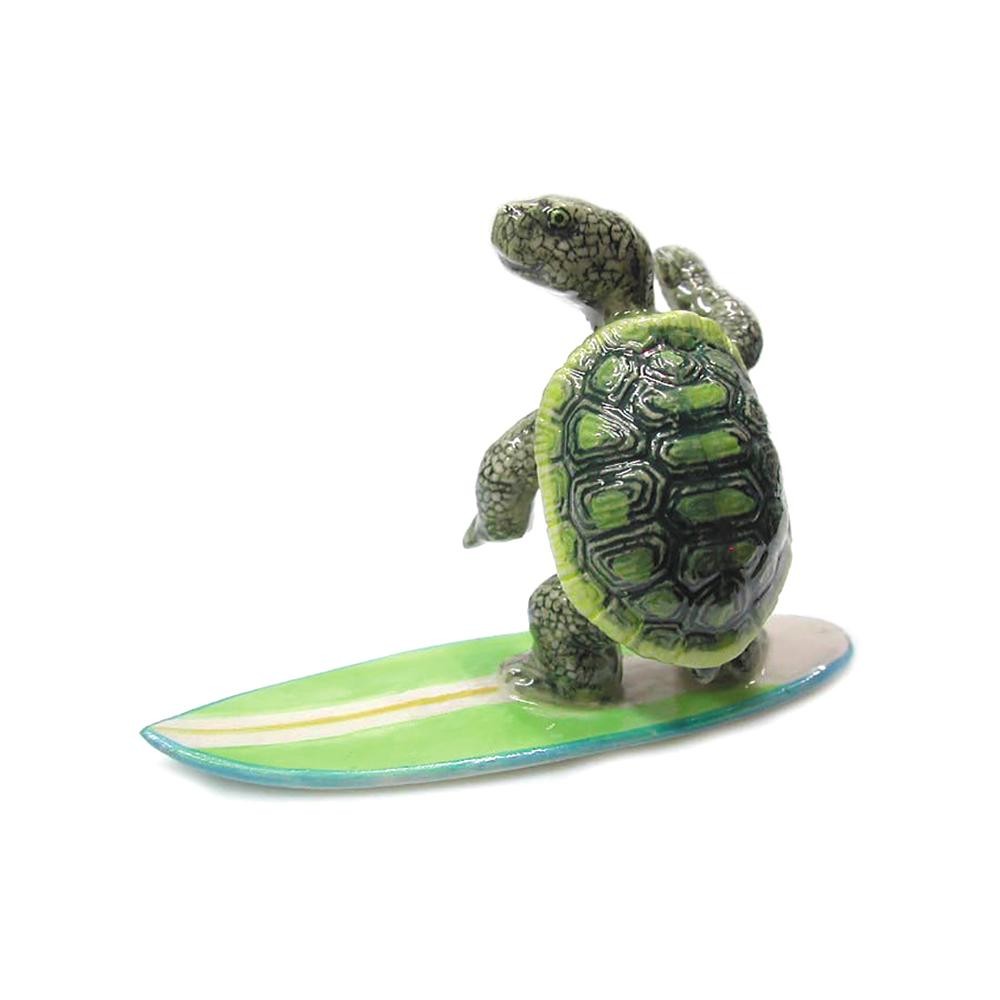 Northern Rose Surfer Turtle – Home Decor Animal – Miniature Porcelain Figurine