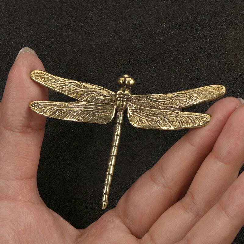 Brass Dragonfly Figurine Statue Animal Figurines Toys House Desktop Decoration