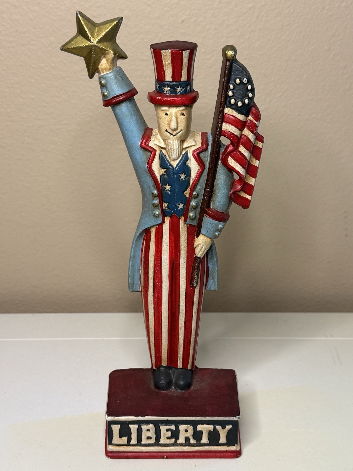 Midwest Imports Painted Cast Iron Uncle Sam Liberty Americana Figurine Doorstop