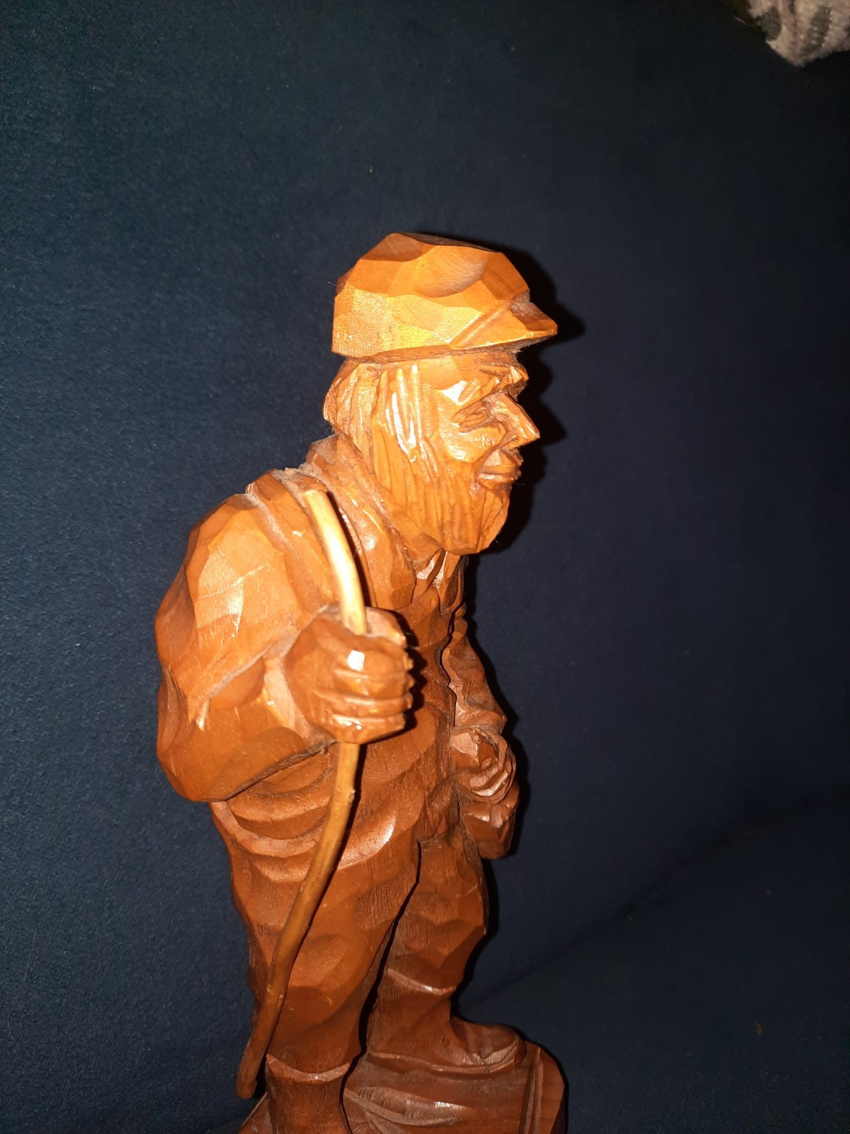 RARE Vtg Amede Godro Handcarved WOOD Fisherman Statue Quebec Artist Signed *Read