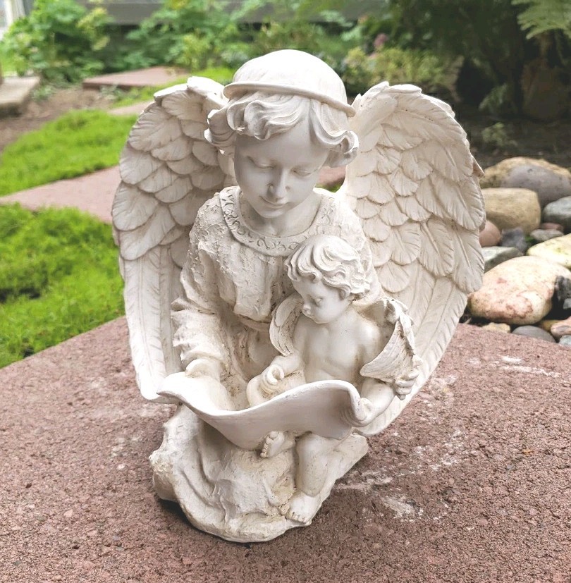 Angel & Cherub GARDEN STATUE 8” Resin Mold Yard Religious Figurine NICE