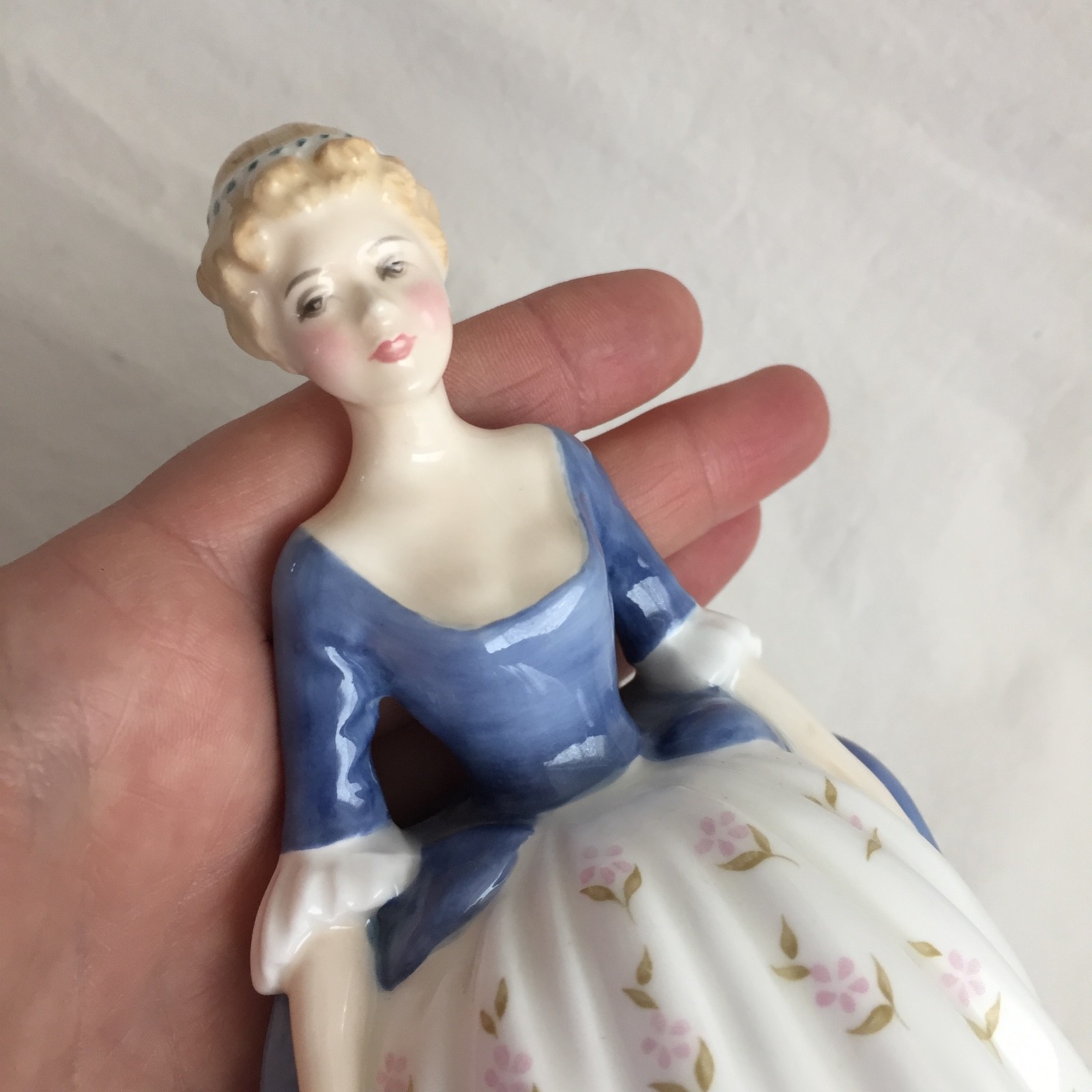 Royal Doulton Alison, Whimsical Pretty Lady Blue Floral, Vintage Bone China 2336