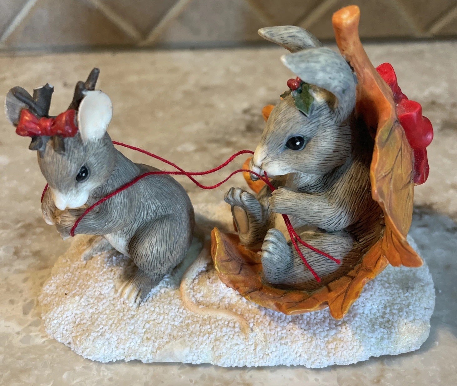 Silvestri Slide Ride Mice Figurine Charming Tails 1980s Retired Resin Unboxed