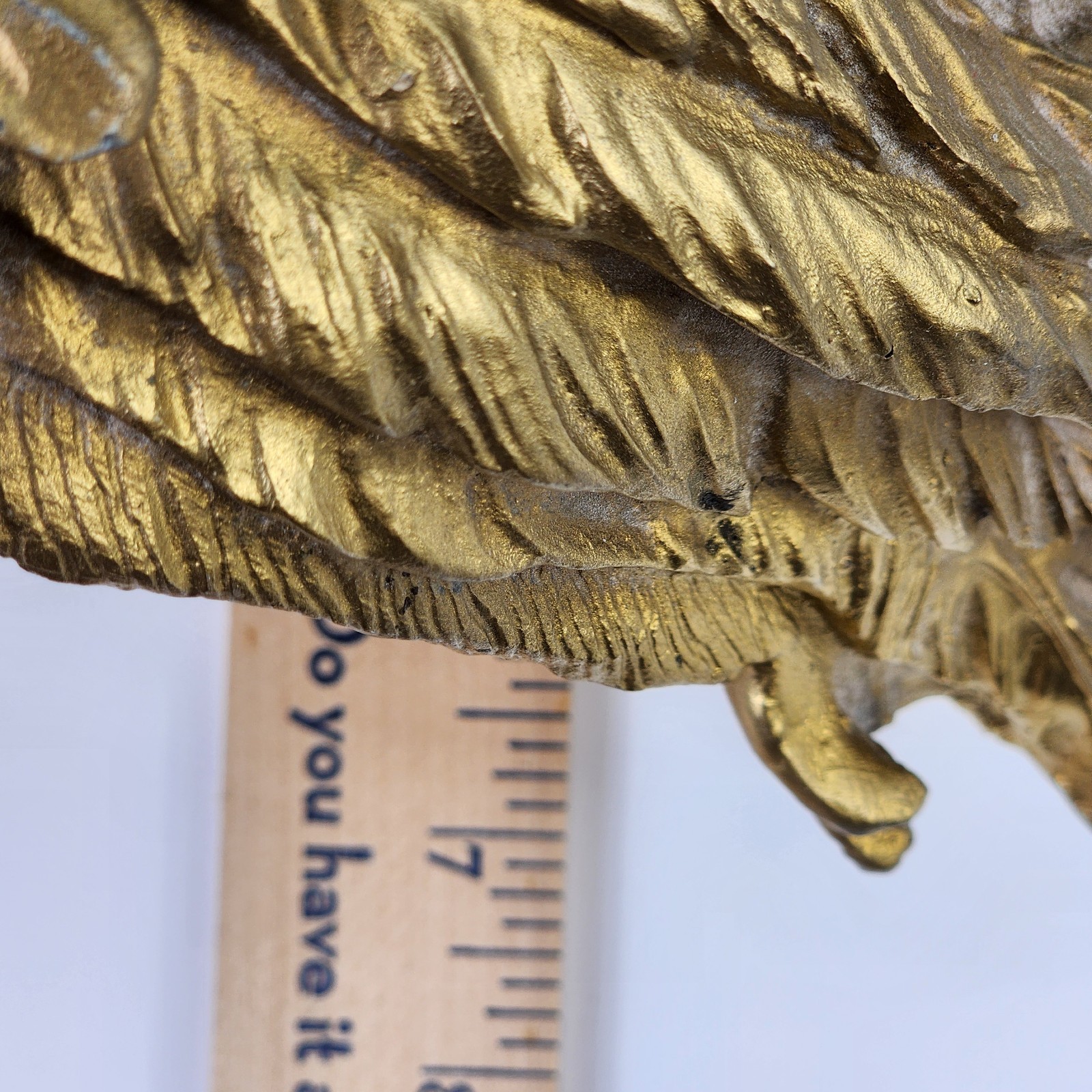Lg Vtg Gold Cherub Angel 15″ Sculpture Figurine Hollywood Regency Victorian
