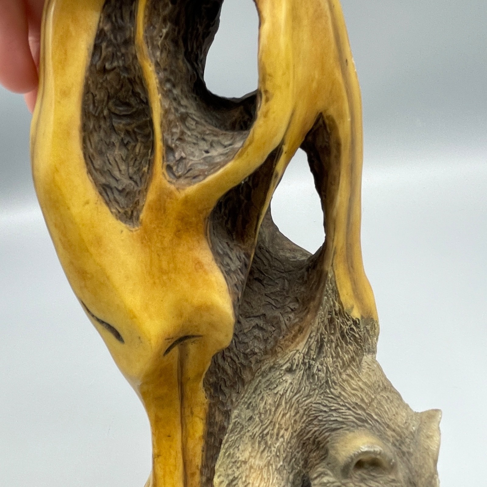 Desiree Hajny 8.75″ Wolf Wood/Resin Sculpture Signed and Dated 2000