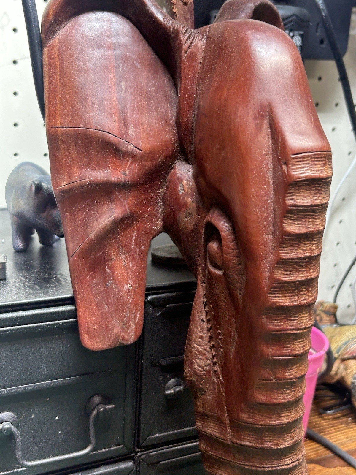 Stunning Large Hand-Carved Wooden Elephant Head Wall Hanging – Made in Kenya 17”