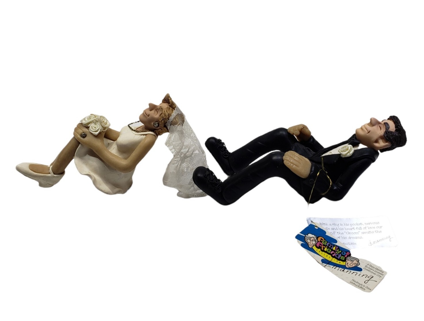 D Manning Family of Friends Bride Groom Shelf Sitter Set Wedding Figurines GUC