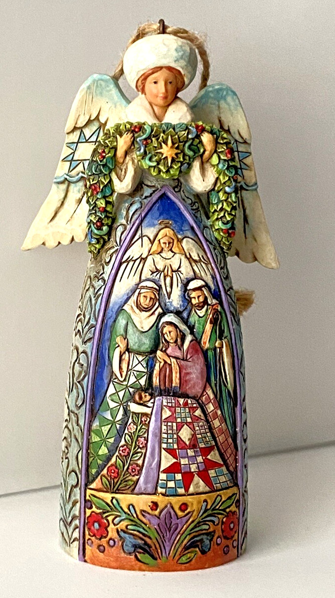 Jim Shore Heartwood Creek Nativity Scene Angel Wooden Ornament 2007