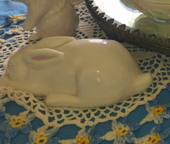 Belleek White Baby Rabbit Irish Fine Porcelain Bunny Figurine