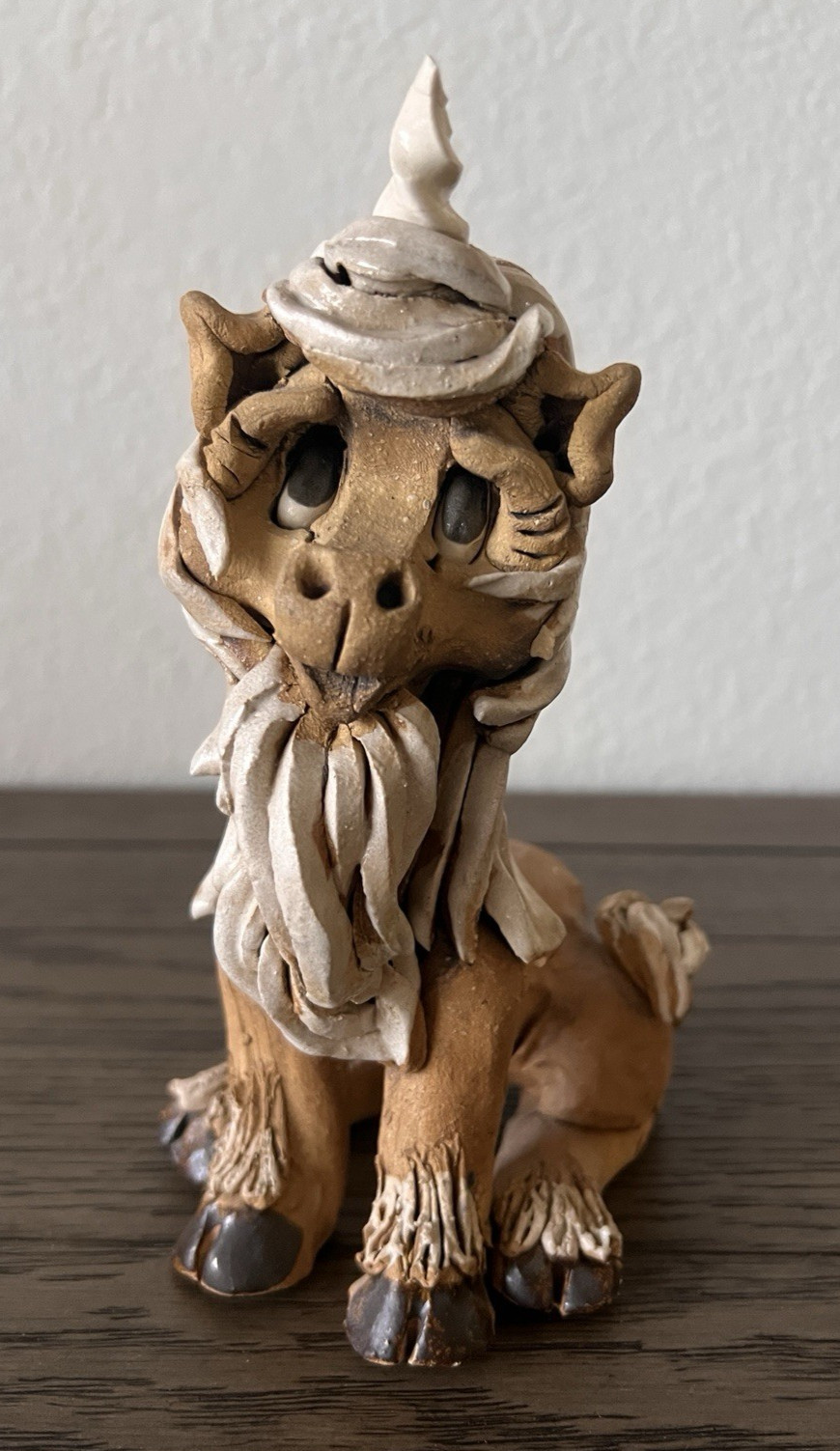 Hindt Studio Clay Pottery Mythical Creature Goat Spaghetti Clay Sculpture 7.5″ T