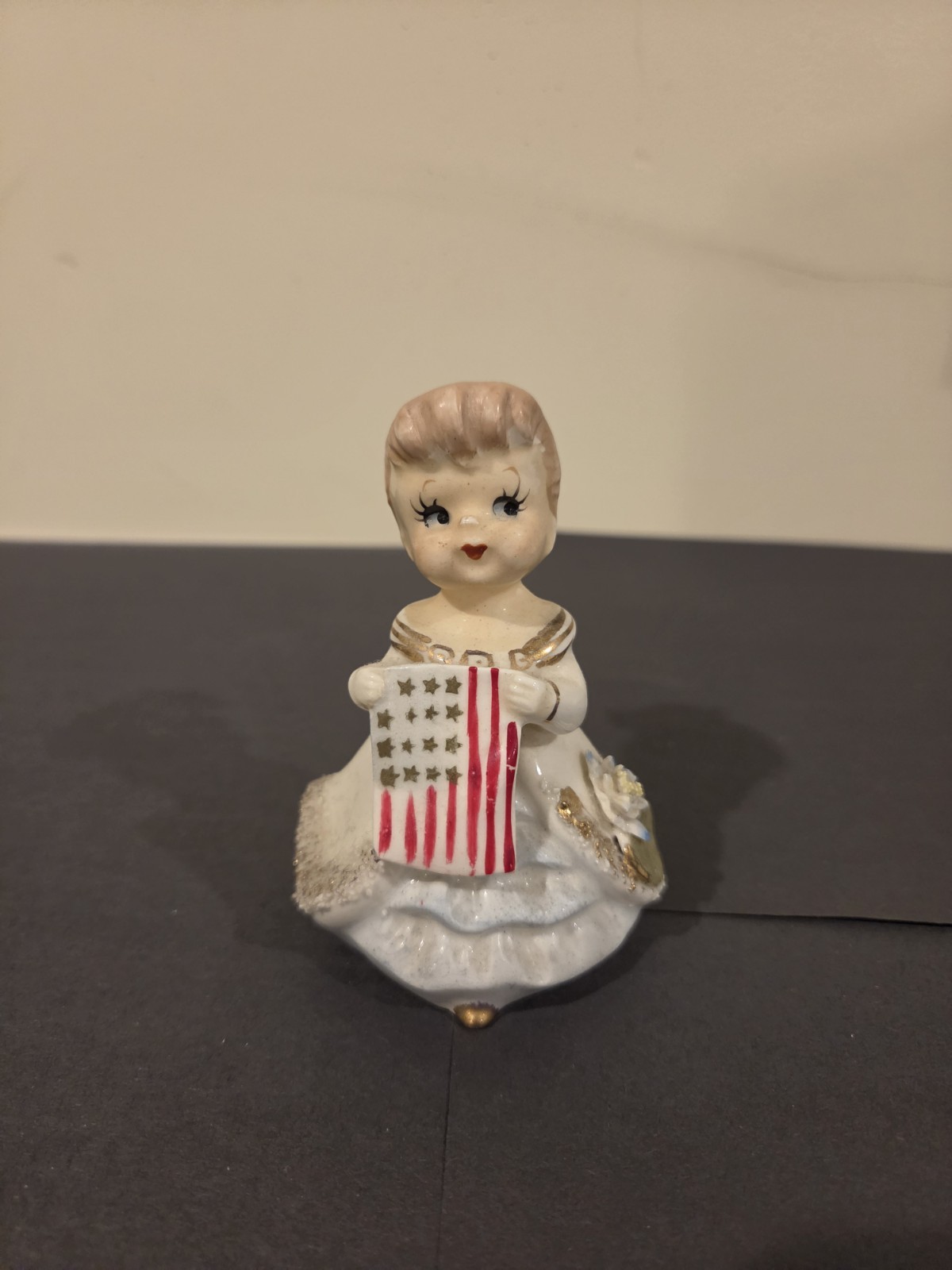 Marilyn Exclusive Patriotic Girl With Flag Figurine. CONSCO, made In Japan 1950s