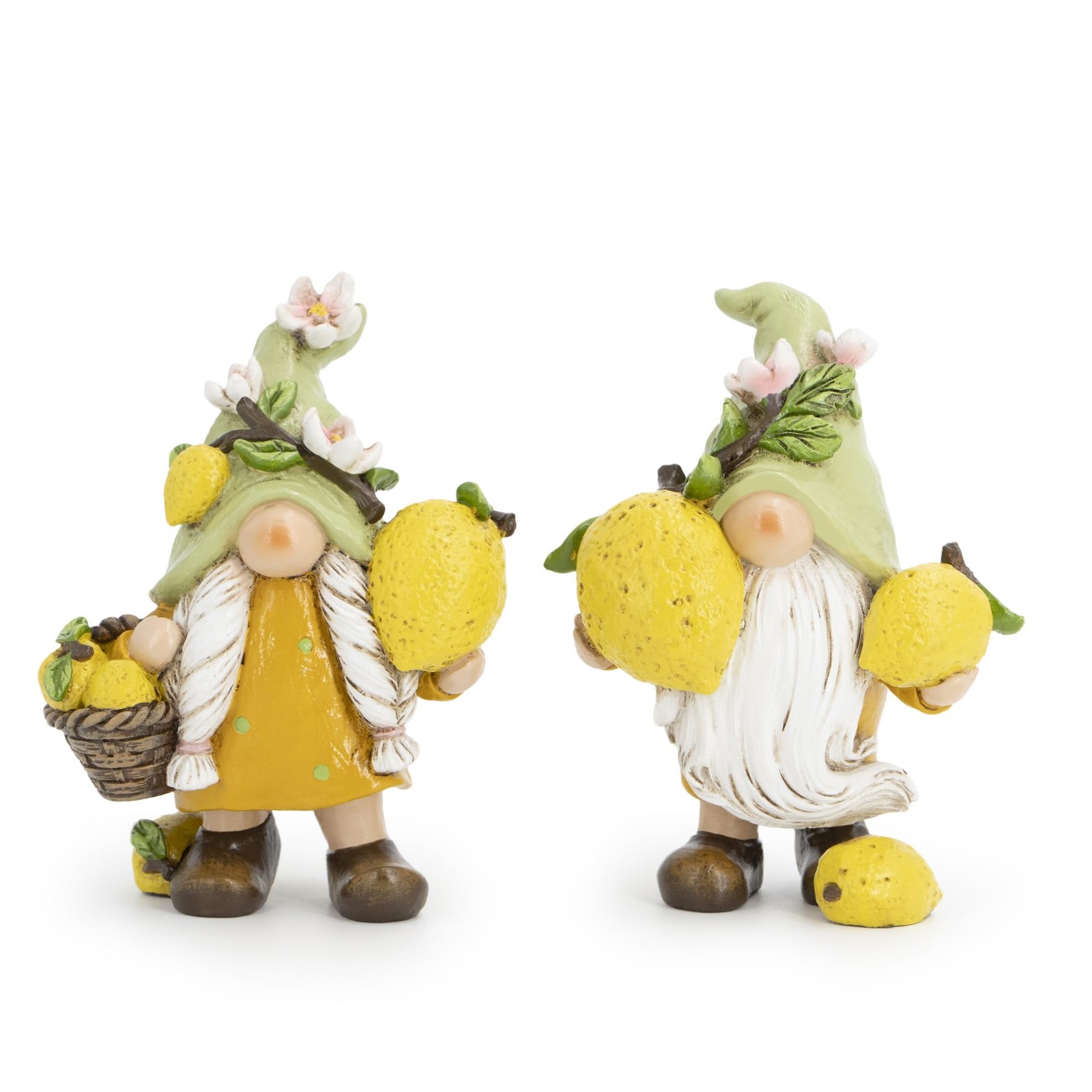 Set of 2 Lemon Gnome Figurines Sets – Lemon-Themed Gnomes Indoor Home Decor f…